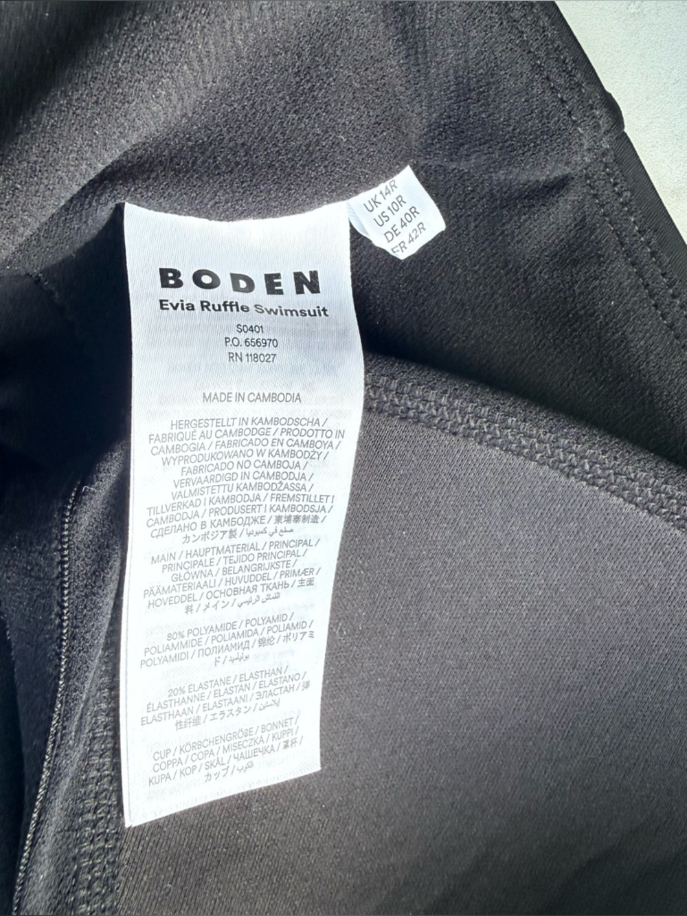 Boden Size 10 Black Evia Ruffle Swimsuit One Piece - Picture 7 of 9